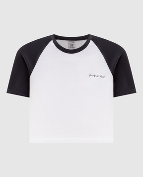Sporty & Rich White cropped T-shirt with logo print TO08471326WH09