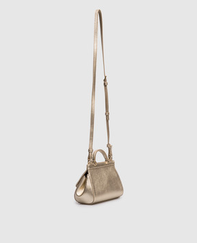 Dolce&Gabbana Sicily children's golden leather bag with crystals EB0003A3G25