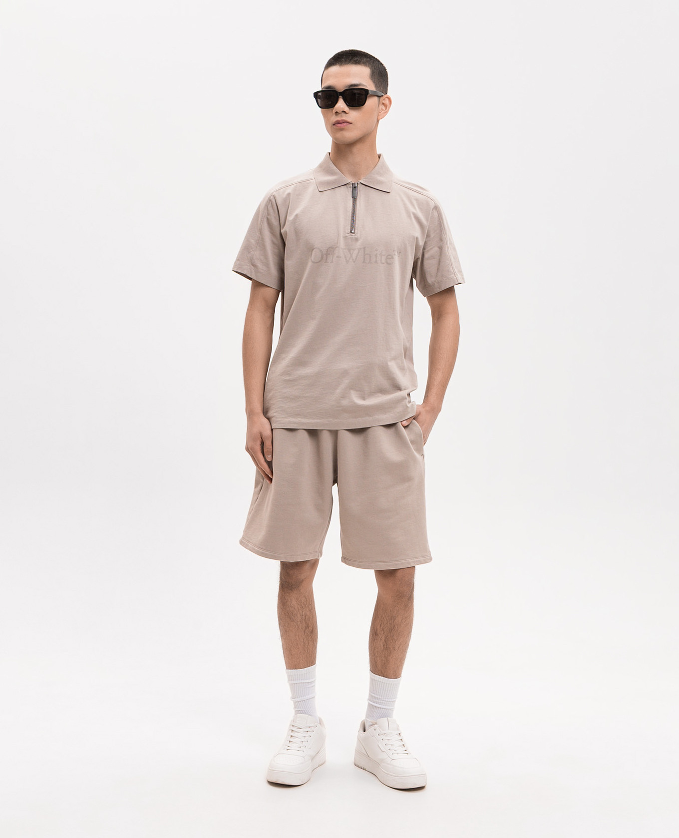 

Beige polo shirt with logo print Off-White