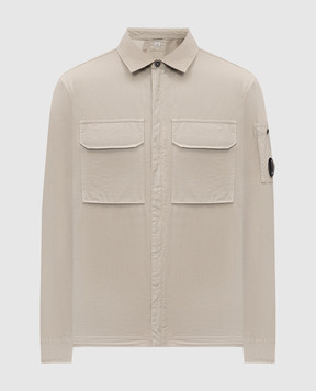 C.P. Company Beige zip-up shirt with logo patch MOS156A110143G
