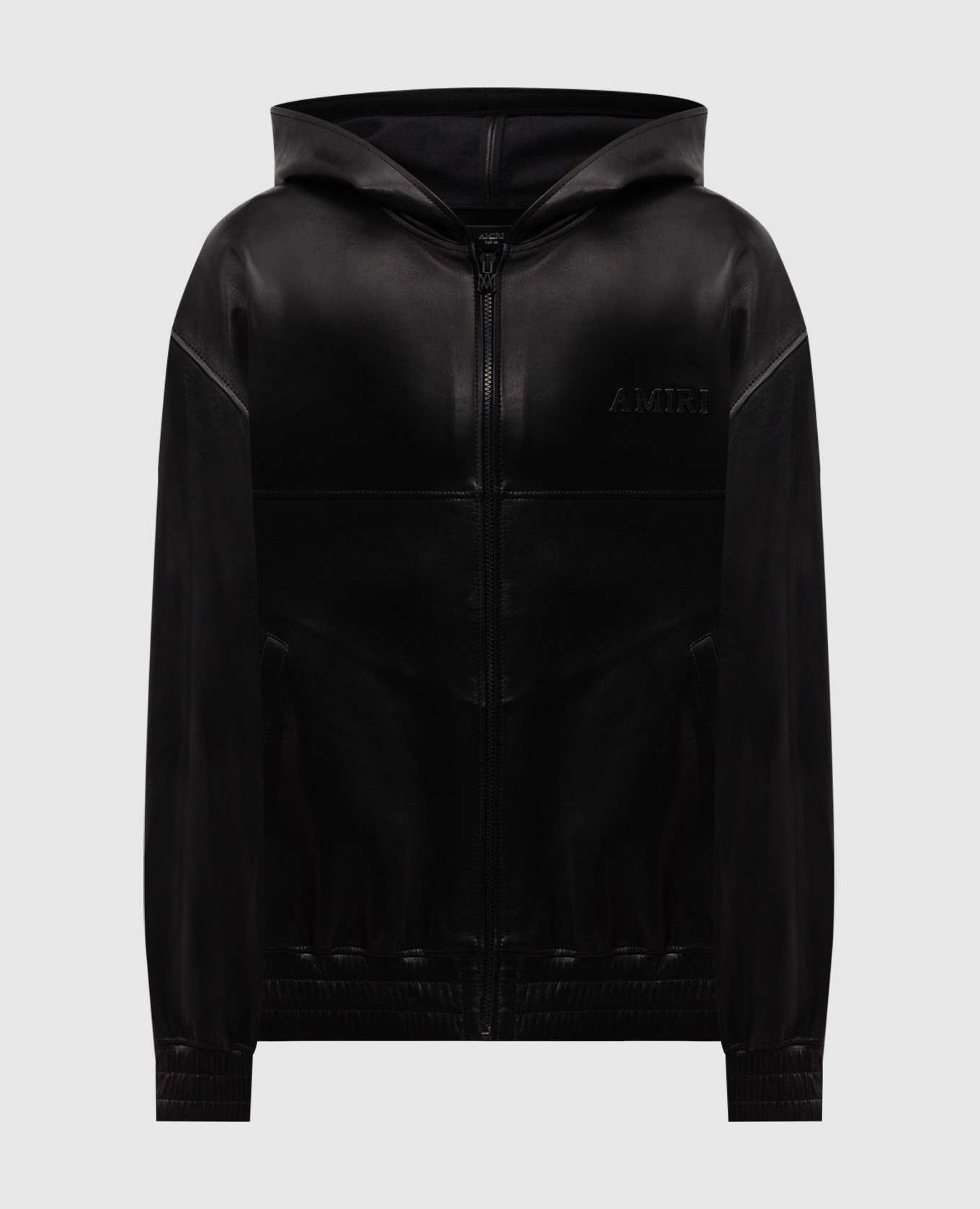 

Black leather jacket with logo AMIRI