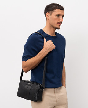 Serapian Black leather bag with logo print SRSTSMML739424ACG2