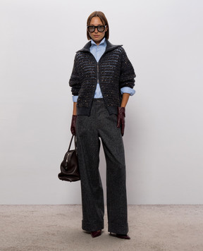 Brunello Cucinelli Grey wool trousers with lapels MD002P9353