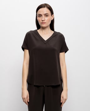 Kiton Brown silk T-shirt D47454K0977A