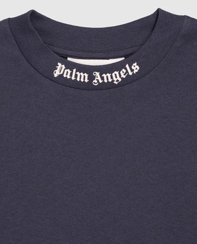 Palm Angels Children's blue T-shirt with logo print F6PAJBTH012