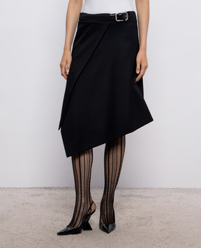 The Attico Black asymmetric wool skirt 261WCS00313WWW065AA