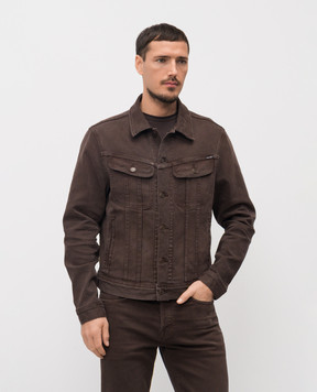 Tom Ford Brown denim jacket with logo patch DJI001DMC105