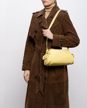 Christian Villa Yellow leather bag with logo print 06494