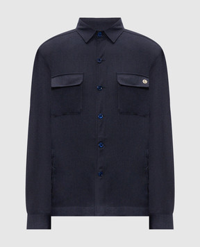 Stefano Ricci Blue wool shirt with emblem M8J6300190T6054