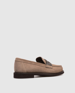 Brunello Cucinelli Brown suede loafers with monil chain MZSFG3237