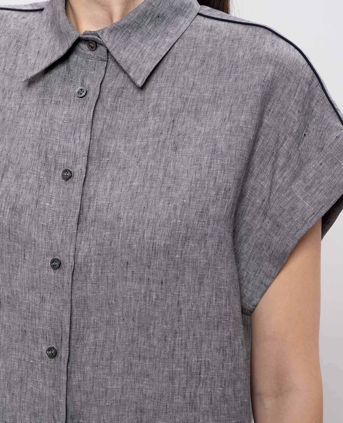 Gray linen shirt with lapels Peserico 4
