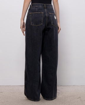 Palm Angels Grey jeans with logo patch PWYB040S26DEN002