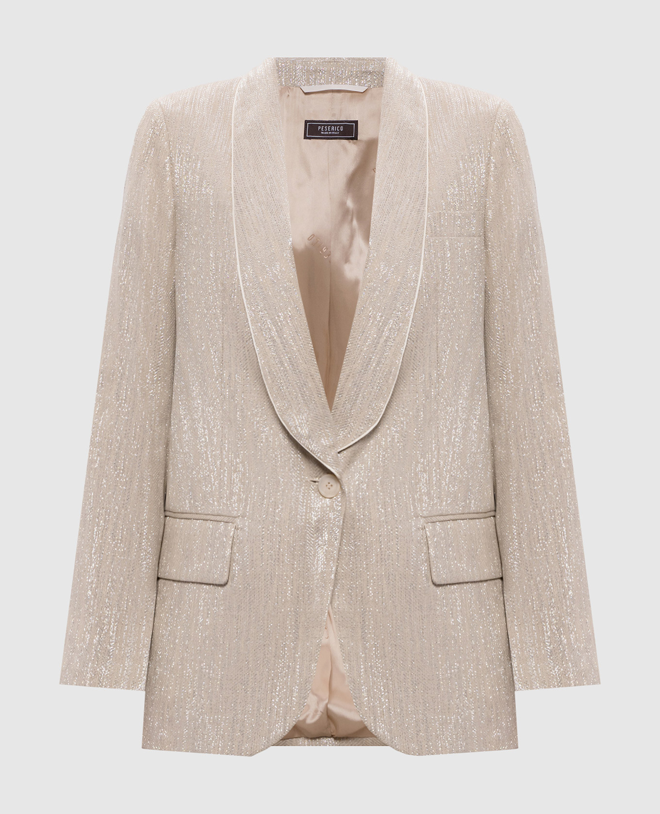Giacca in lino beige con lurex