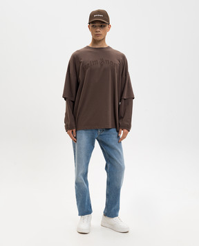 Palm Angels Brown long sleeve with logo PMAB05KS26JER001