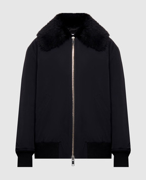 Yves Salomon Army Black jacket with fur 27WFV05264U02W