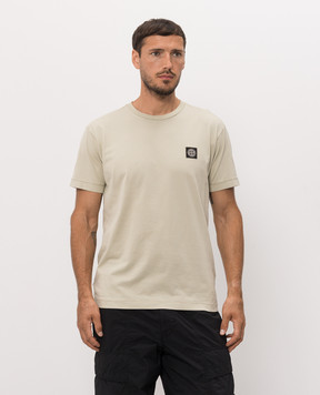 Stone Island Khaki T-shirt with contrast logo patch L2S152100027S0013