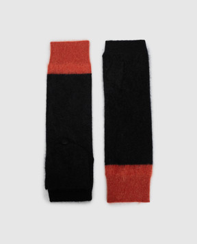Y`S Yamamoto Black cashmere flap mittens YWA13194