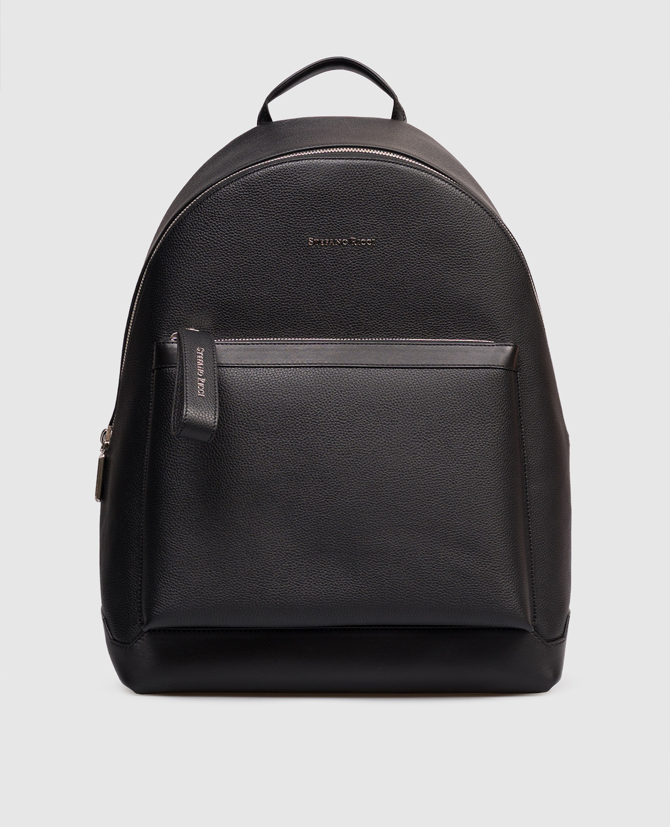 

Black leather backpack with textured logo Stefano Ricci