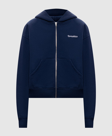 Blue insulated sports jacket with logo embroidery