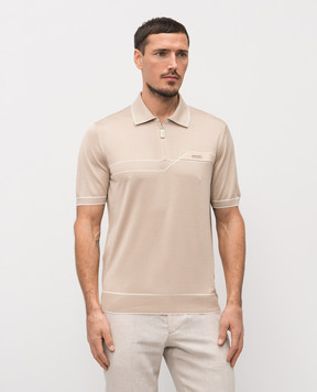 Stefano Ricci Beige silk polo with logo K616434Z33F26104