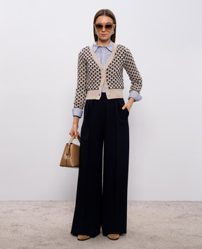 Max Mara Beige MXMMASTRO cardigan made of wool and cashmere with a pattern MXMMASTRO