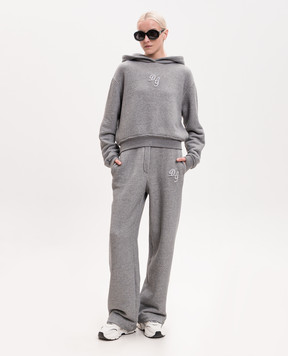 Dolce&Gabbana Gray hoodie with monogram patch F9S47ZGDDME
