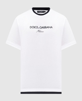 Dolce&Gabbana White T-shirt with logo embroidery G8ST6ZG7PCG