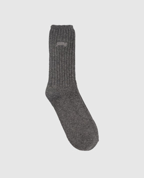 Juun.j Grey socks with logo embroidery JC67KTP002