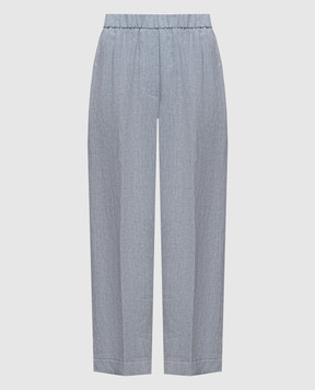 Peserico Blue linen trousers with lapels P0430102629