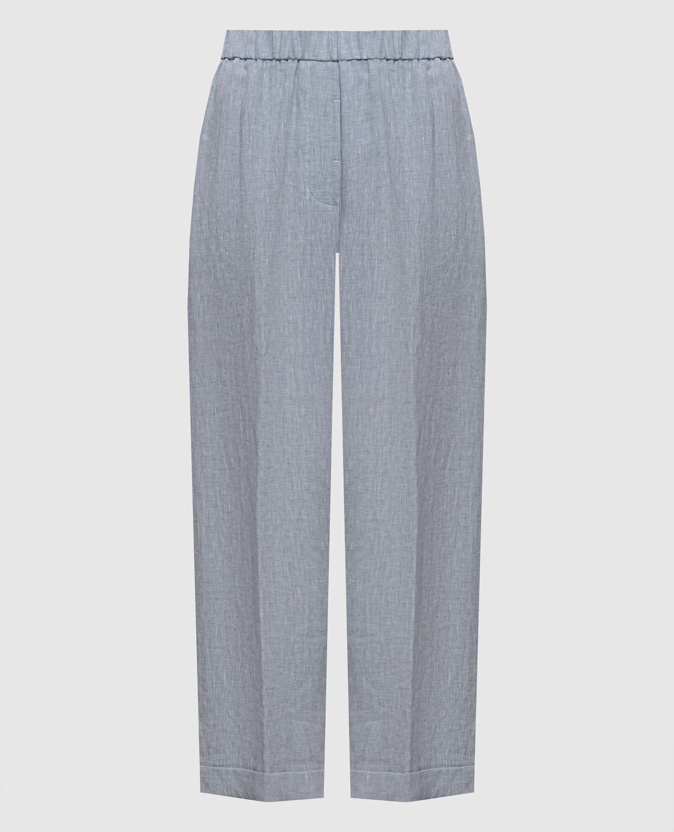 Blue linen trousers with lapels