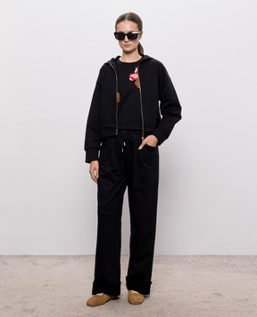 Twinset Black T-shirt with floral embroidery 262AT2221