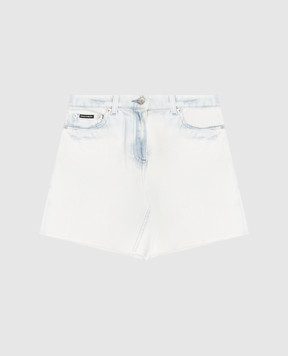 Dolce&Gabbana Children's blue denim shorts with logo patch L53Q50LDD59812+