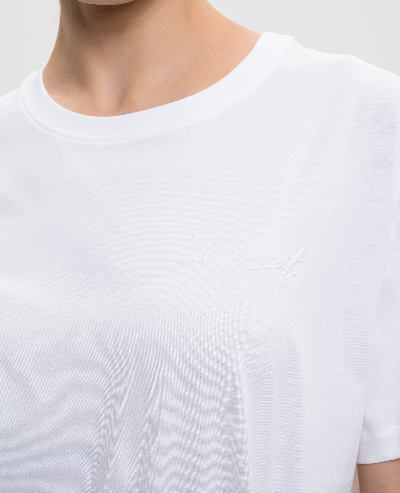White T-shirt with textured logo Twinset 5