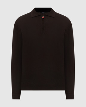 Kiton Brown cashmere and silk polo shirt UMKX05Z