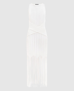 Balmain Ivory dress with fringe GF0R5176KJ63