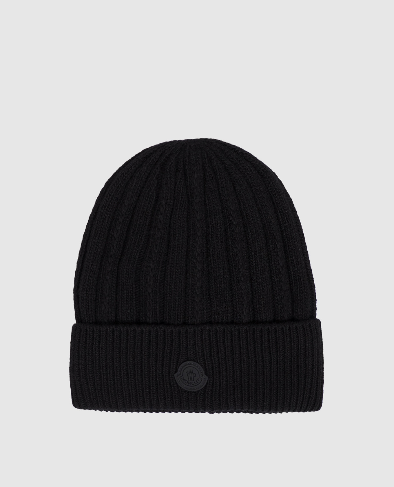 Black wool hat with logo patch