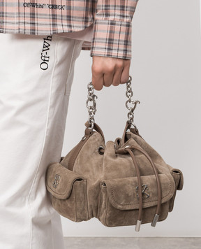 Off-White Brown suede Dumbo bag OWMY002S26LEA001