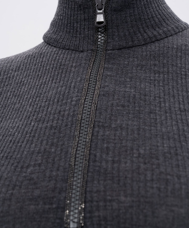 Brunello Cucinelli - Grey ribbed wool top MD998VB714 - shop with