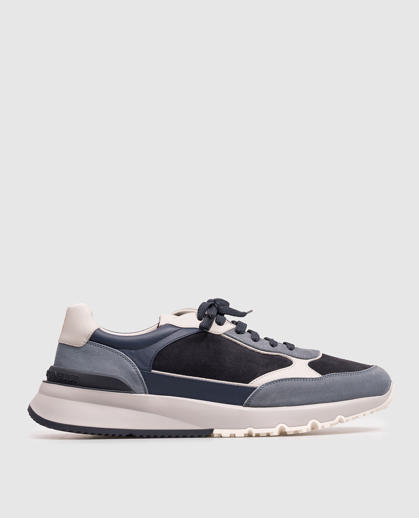 Blue combination sneakers with textured logo