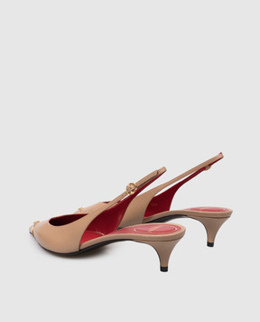 Valentino Brown leather slingbacks with VLogo logo 9W2S0QB8YEA