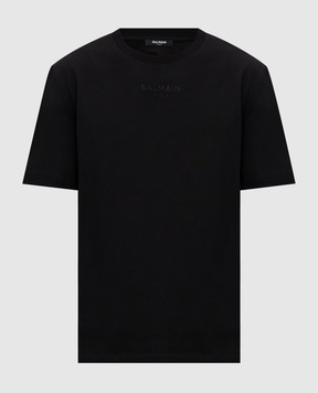Balmain Black T-shirt with embroidered logo GH0EG000BD10