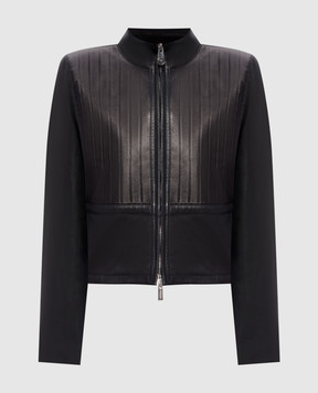 Versace Black leather jacket with embossed logo 10247461A17483