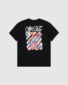 Off-White Children's black T-shirt with logo print 44GAA001S26J003