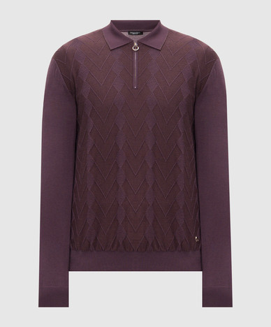Purple wool and silk polo shirt