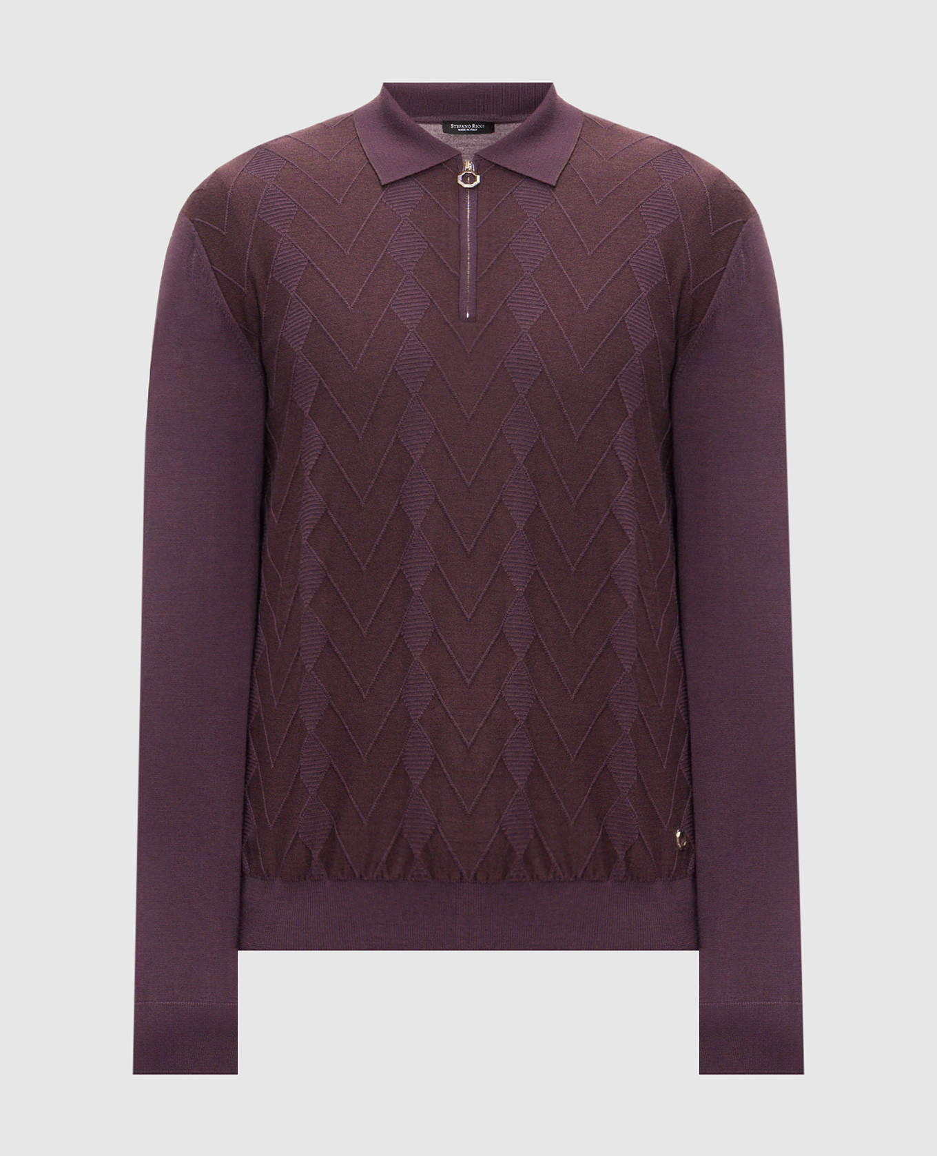 Purple wool and silk polo shirt