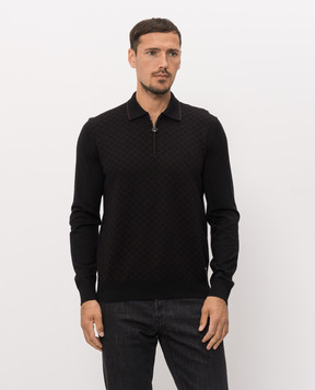 Stefano Ricci Black cashmere and silk polo shirt K808114P30F26379