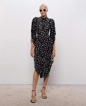 Vetements Black polka dot dress with accent shoulders WH27DR138BD