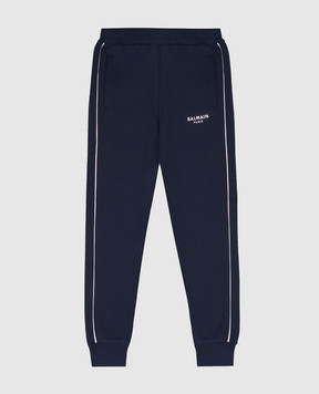 Balmain Kids' blue joggers with textured logo BZ6I10Z31831214