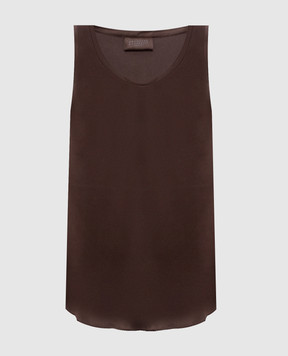 Brunello Cucinelli Brown silk top MPC59E0600