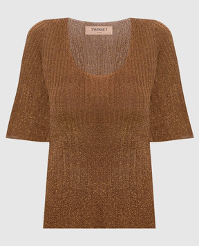 Twinset Brown top with lurex 261TP3042